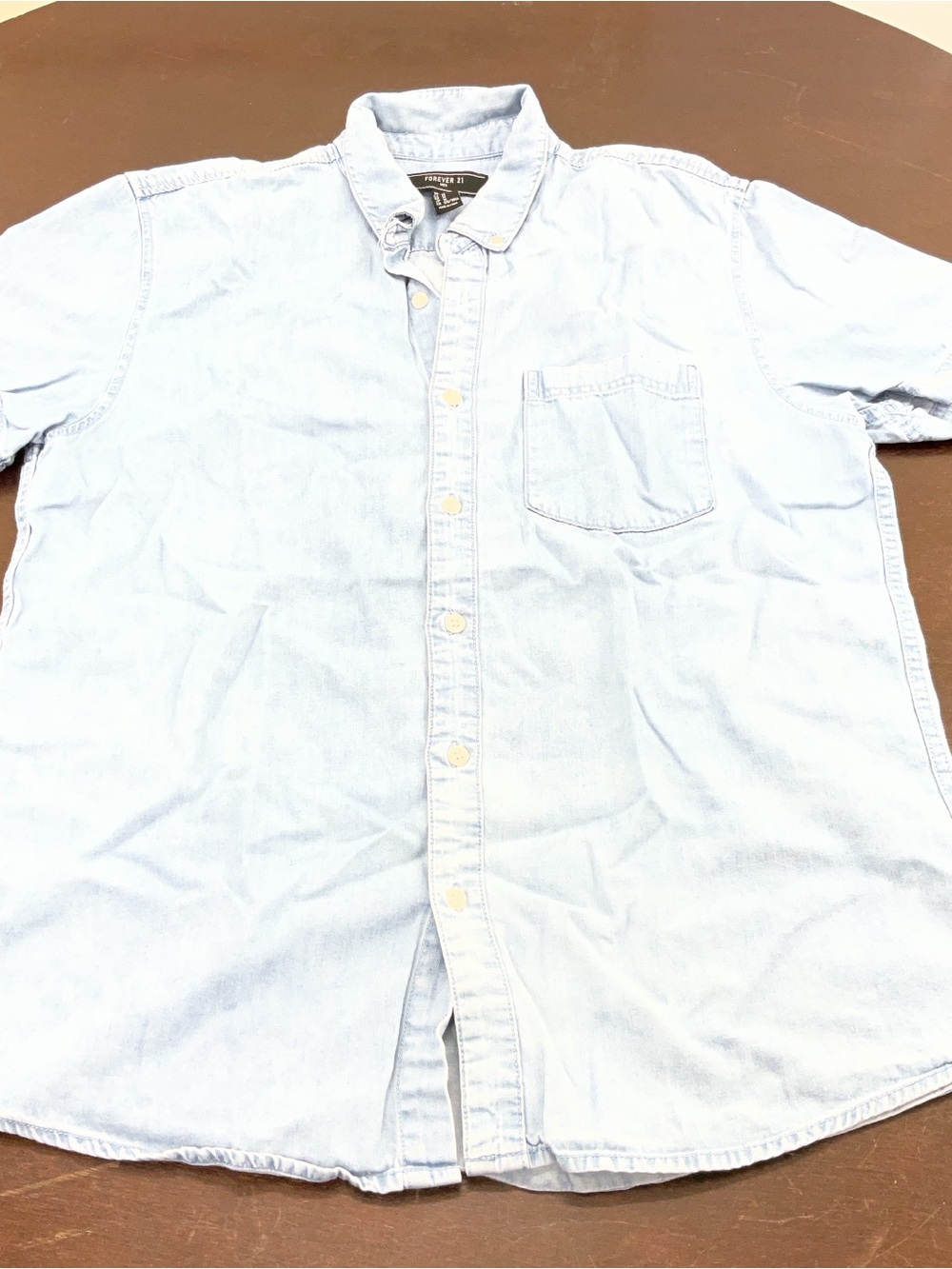 Forever 21 Light Blue Button-Down Denim Shirt